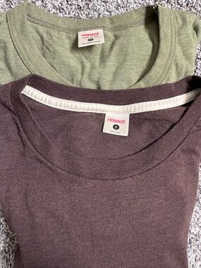 HOMAGE Short-Sleeve Tee Pair in Olive and Brown